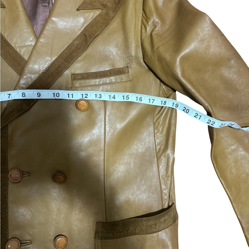 Vintage 70’s Leather Western Ranch Blazer Jacket Mens 40R Medium Marlboro Style - Picture 14 of 16